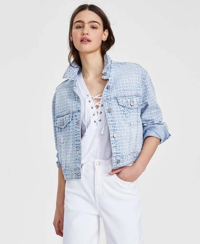 Dkny Jeans Women's Oversized Crop Logo Jacket