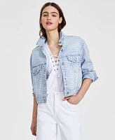 Dkny Jeans Women's Oversized Crop Logo Jacket