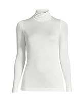 Lands' End Women's Silk Interlock Turtleneck Long Underwear Top