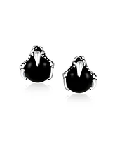 Bling Jewelry Gothic Biker Jewelry Black Ball Orb Dragon Claw Stud Earrings For Women Stainless Steel