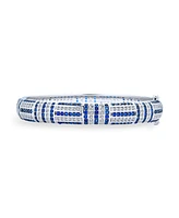 Bling Jewelry Geometric Art Deco Statement Cz Bangle Bracelet Rhodium Plated Brass