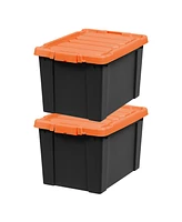 Iris Usa Gallon Lockable Storage Totes with Lids, Pack - Orange Lid