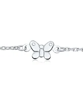 Bling Jewelry Nature Garden Multi Station Charm Butterfly Anklet Foot Ankle Bracelet For Women Sterling Silver Adjustable 9 To 10 Inch