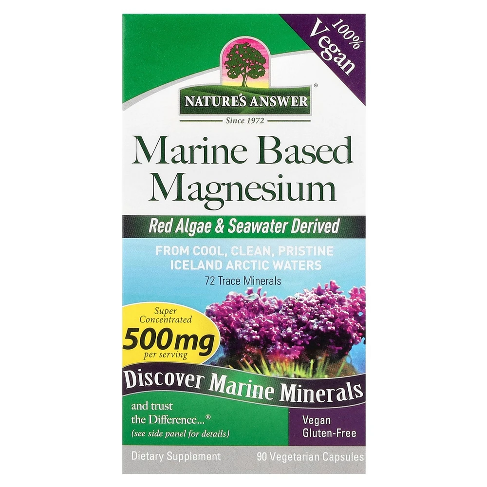 Nature's Answer Marine Based Magnesium 500 mg - 90 Vegetarian Capsules (250 mg per - Assorted Pre