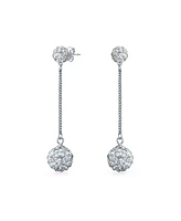 Bling Jewelry Black Red White Crystal Pave Disco Ball Dangle Earrings Sterling Silver