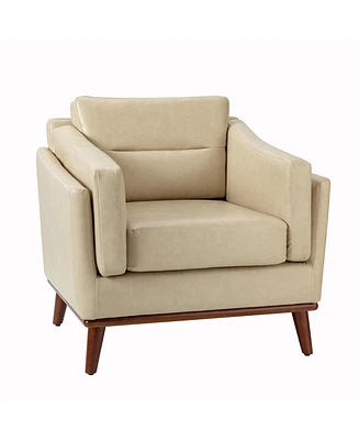 Nunnally Mid-Century Modern style Armchair with Solid Wood Legs