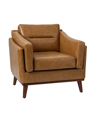 Nunnally Mid-Century Modern style Armchair with Solid Wood Legs