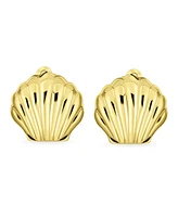Bling Jewelry Carved Seashell Shaped Nautical Clip On Earrings Non Pierced Ears Sterling Silver Alloy