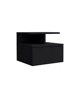 Depot E-shop Seward Floating Nightstand, Wall Mounted with Single Drawer and 2-Tier Shelf