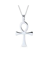 Bling Jewelry Large Classic Mens Large Key To Life Egyptian Ankh Cross Pendant Necklace Sterling Silver