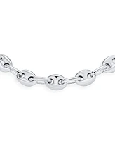 Bling Jewelry Unisex .925 Sterling Silver Nautical Anchor Link Puff Mariner Chain Bracelet For Women 6MM Wide 7 8 Inch