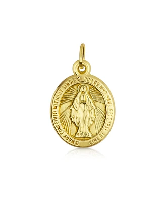 Yellow Real 14K Gold Guadalupe Holy Mother the Virgin Mary Religious Medallion Oval Medal Pendant Necklace For Women No Chain