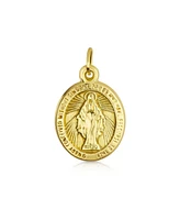 Bling Jewelry Yellow14K Gold Guadalupe Holy Mother the Virgin Mary Religious Medallion Oval Medal Pendant Necklace For Women No Chain