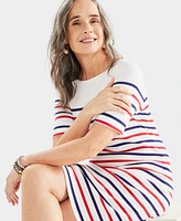 Style & Co Women's Printed Boat-Neck Elbow Sleeve Dress, Created for Macy's