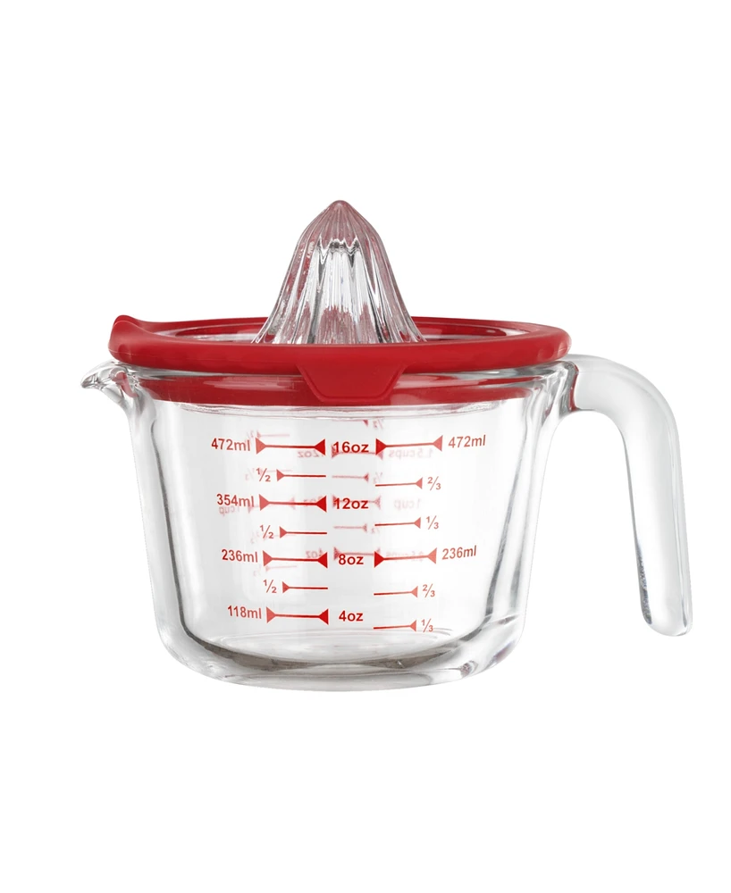 Genicook Glass Measuring Cup with Glass Citrus Juicer Lid