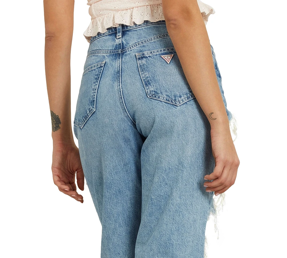 Guess Women's '90s High Rise Distressed Ankle Jeans