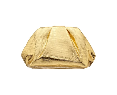 Nina Metallic Pleated Frame Clutch Handbag