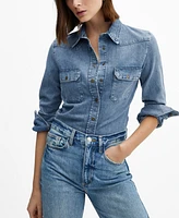 Mango Women's Chest-Pocket Denim Shirt