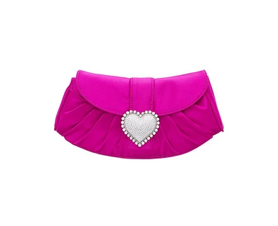 Nina Crystal Heart Adorned Clutch Handbag
