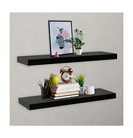 Floating Wall Shelves 2 pcs Black 39.4"x7.9"x1.5"