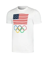 Men's White Team Usa Flag Five Rings T-Shirt