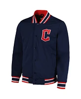 Men's Starter Navy Cleveland Guardians Secret Weapon Satin Full-Snap Jacket