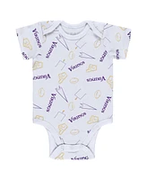 Baby Boys and Girls Wear by Erin Andrews Gray, Purple, White Minnesota Vikings Three-Piece Turn Me Around Bodysuits and Pant Set