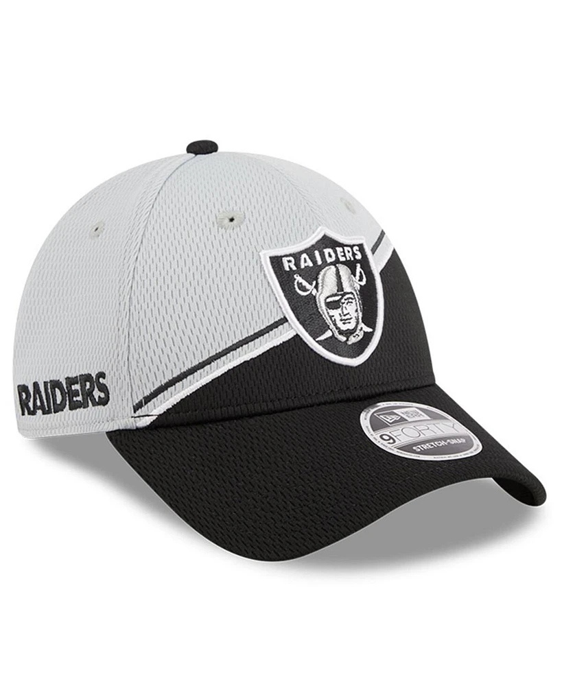 Men's New Era Gray, Black Las Vegas Raiders 2023 Sideline 9FORTY Adjustable Hat