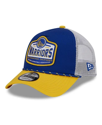 Men's New Era Royal, Gold Golden State Warriors 2024 Nba All-Star Game A-Frame 9FORTY Trucker Hat