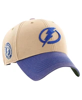 Men's '47 Brand Khaki, Blue Distressed Tampa Bay Lightning Dusted Sedgwick Mvp Adjustable Hat