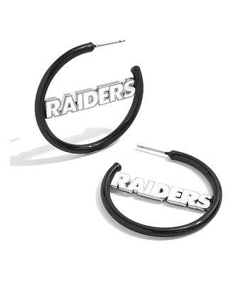 Women's Baublebar Las Vegas Raiders Enamel Hoop Earrings