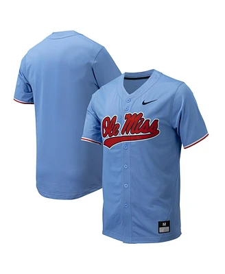 Men's Nike Powder Blue Ole Miss Rebels Replica Full-Button Baseball Jersey