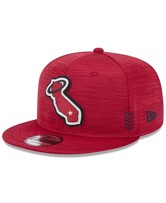 Men's New Era Red Los Angeles Angels 2024 Clubhouse 9FIFTY Snapback Hat