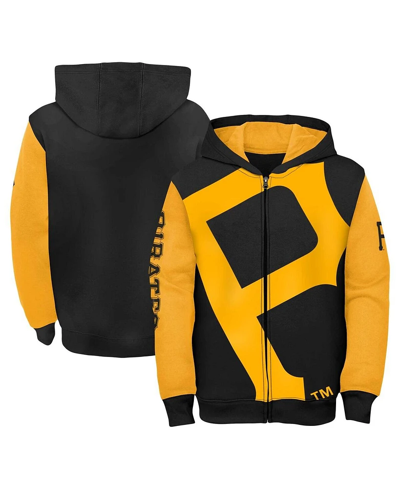 Big Boys Fanatics Black, Gold Pittsburgh Pirates Postcard Full-Zip Hoodie Jacket