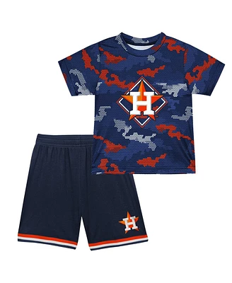 Toddler Boys and Girls Fanatics Navy Houston Astros Field Ball T-shirt and Shorts Set
