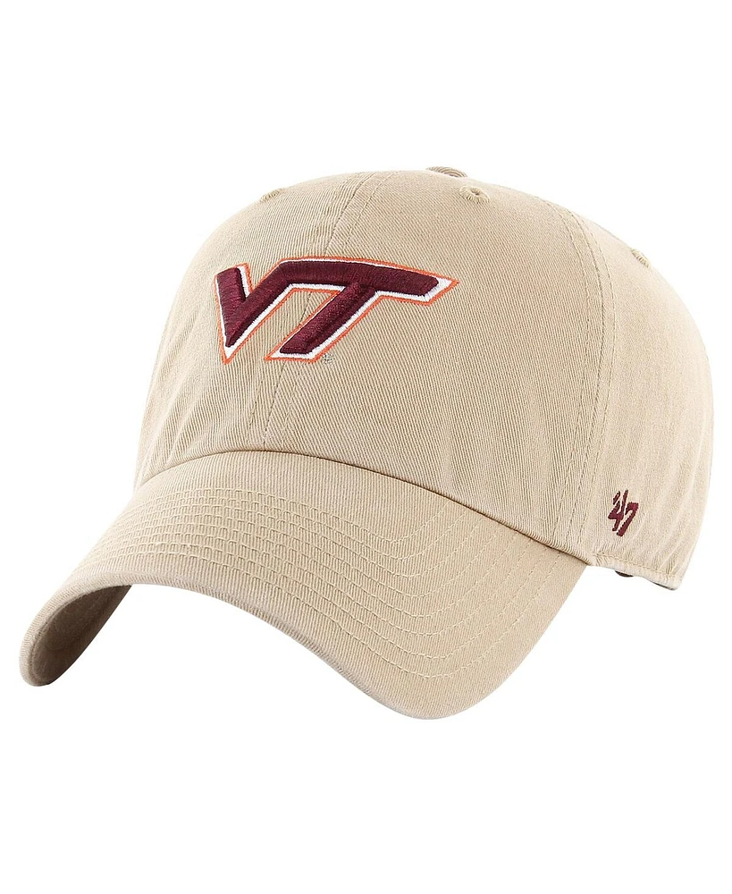 Men's '47 Brand Khaki Virginia Tech Hokies Clean Up Adjustable Hat