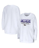 Women's Wear by Erin Andrews White Baltimore Ravens Domestic Pullover Sweatshirt