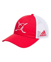 Men's adidas Red, White New Jersey Devils Cross Sticks Trucker Adjustable Hat