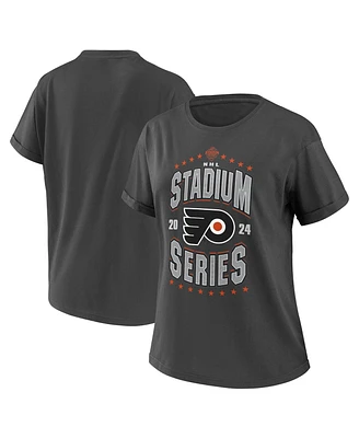 Women's Wear by Erin Andrews Charcoal Philadelphia Flyers 2024 Nhl Stadium Series Boyfriend T-shirt