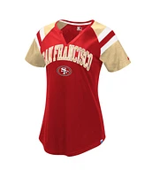 Women's Starter Scarlet, Gold San Francisco 49ers Game On Notch Neck Raglan T-shirt