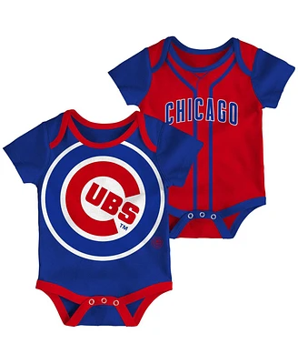 Baby Boys and Girls Royal, Red Chicago Cubs Double 2-Pack Bodysuit Set