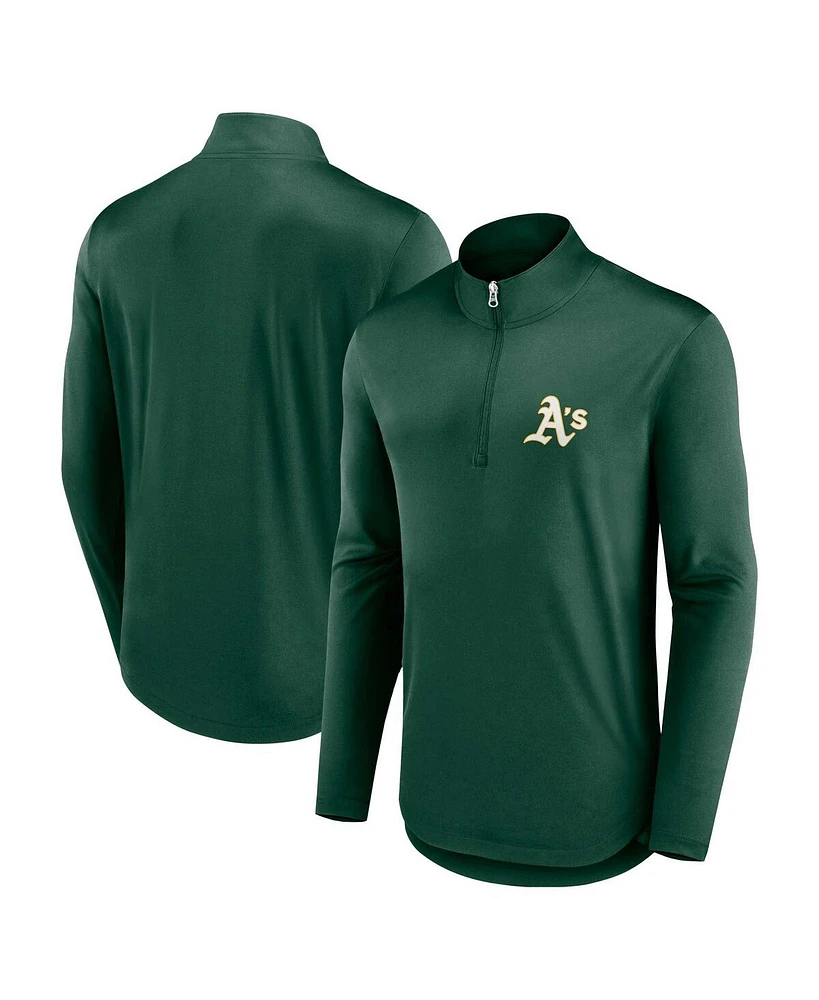 Men's Fanatics Green Oakland Athletics Quarterback Quarter-Zip Top