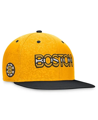 Men's Fanatics Gold, Black Boston Bruins Authentic Pro Snapback Hat