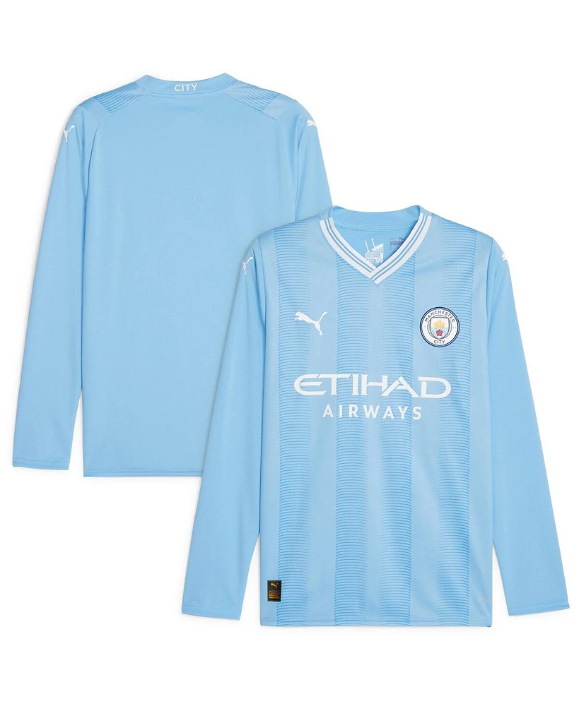 Men's Puma Sky Blue Manchester City 2023/24 Home Replica Long Sleeve Jersey