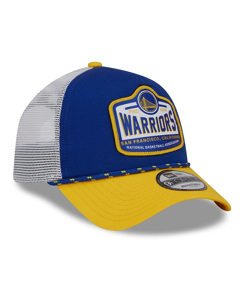 Men's New Era Royal, Gold Golden State Warriors 2024 Nba All-Star Game A-Frame 9FORTY Trucker Hat