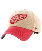 Men's '47 Brand Khaki, Red Distressed Detroit Red Wings Dusted Sedgwick Mvp Adjustable Hat
