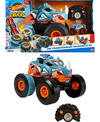 Monster Trucks Hw Changing Rhinomite Rc in 1:12 Scale with 1:64 Scale Toy Truck