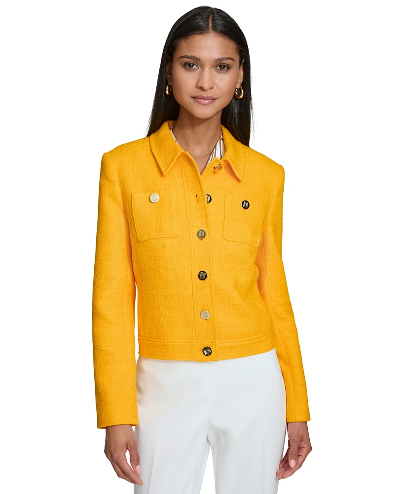 Karl Lagerfeld Paris Women's Button-Front Textured Jacket