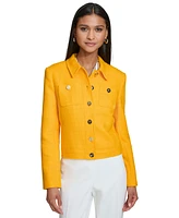 Karl Lagerfeld Paris Women's Button-Front Textured Jacket