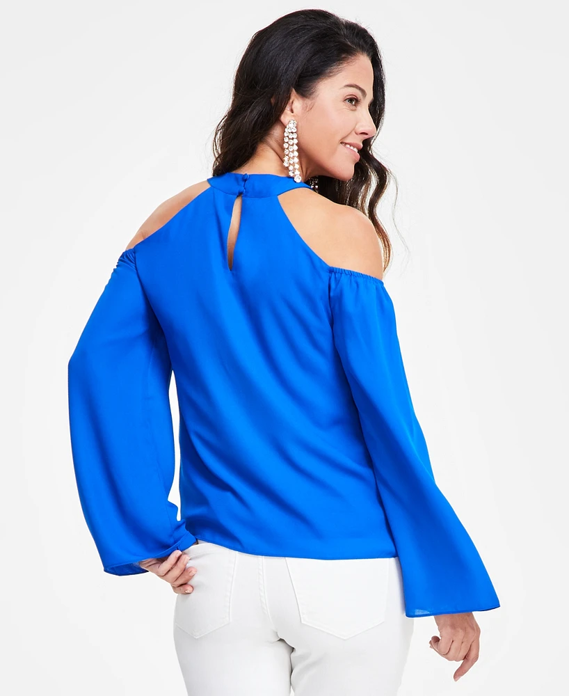 I.n.c. International Concepts Women's Long-Sleeve Halter-Neck Blouse, Created for Macy's